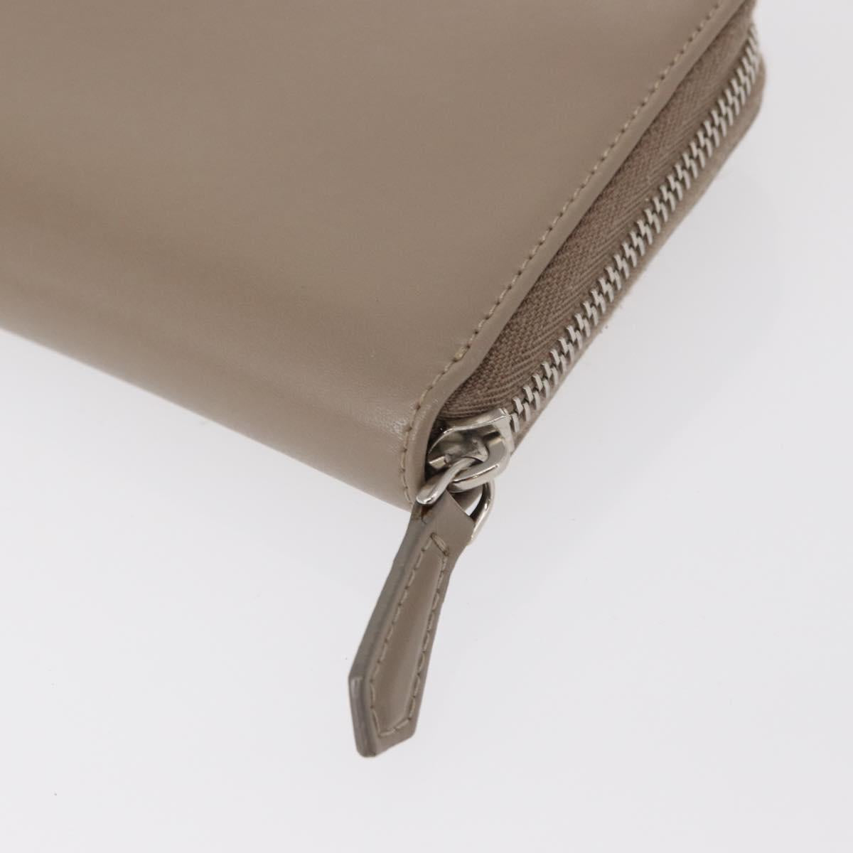 FENDI Long Wallet Leather Beige Gold Auth am9610