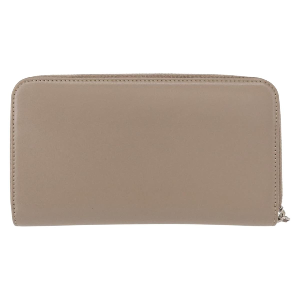 FENDI Long Wallet Leather Beige Gold Auth am9610