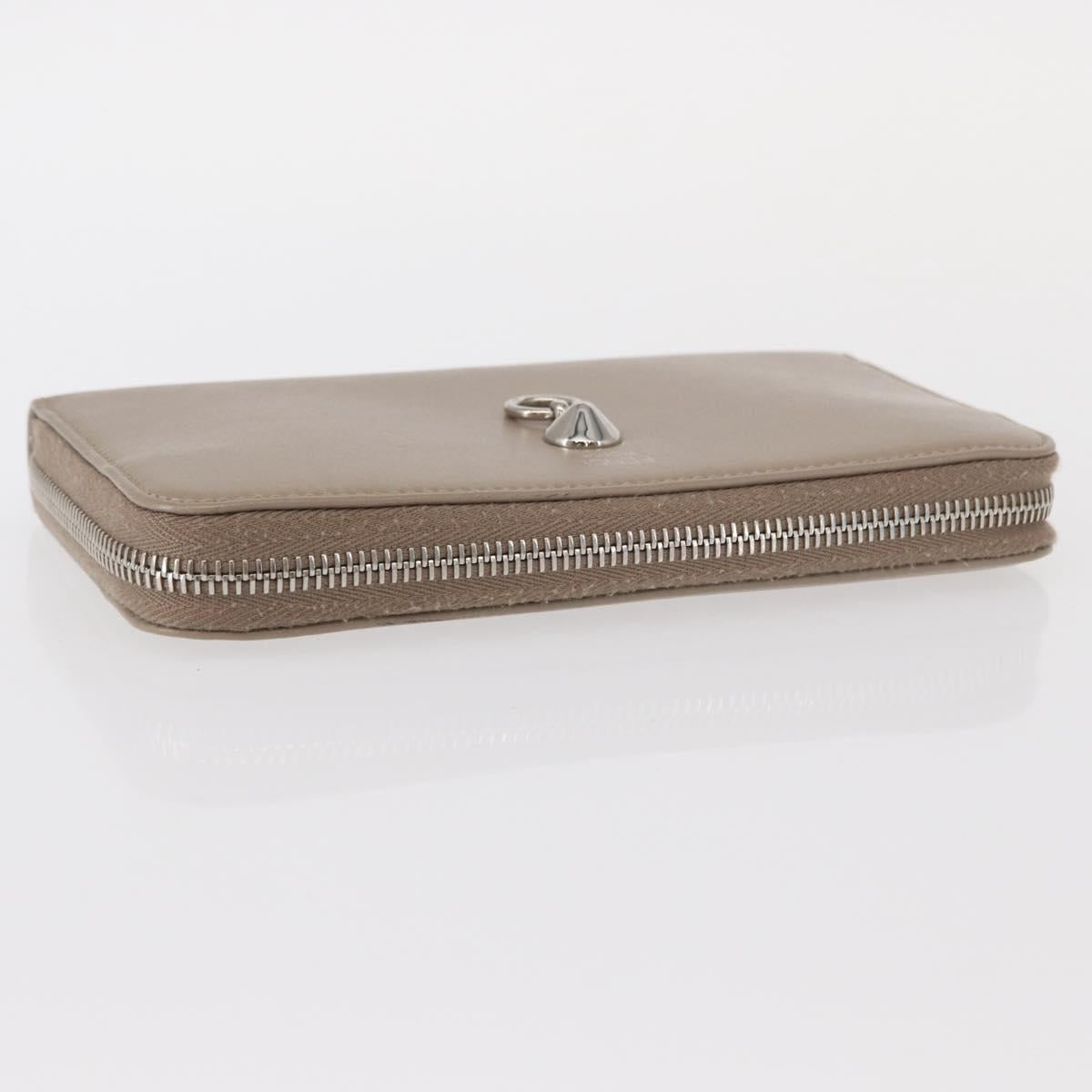 FENDI Long Wallet Leather Beige Gold Auth am9610