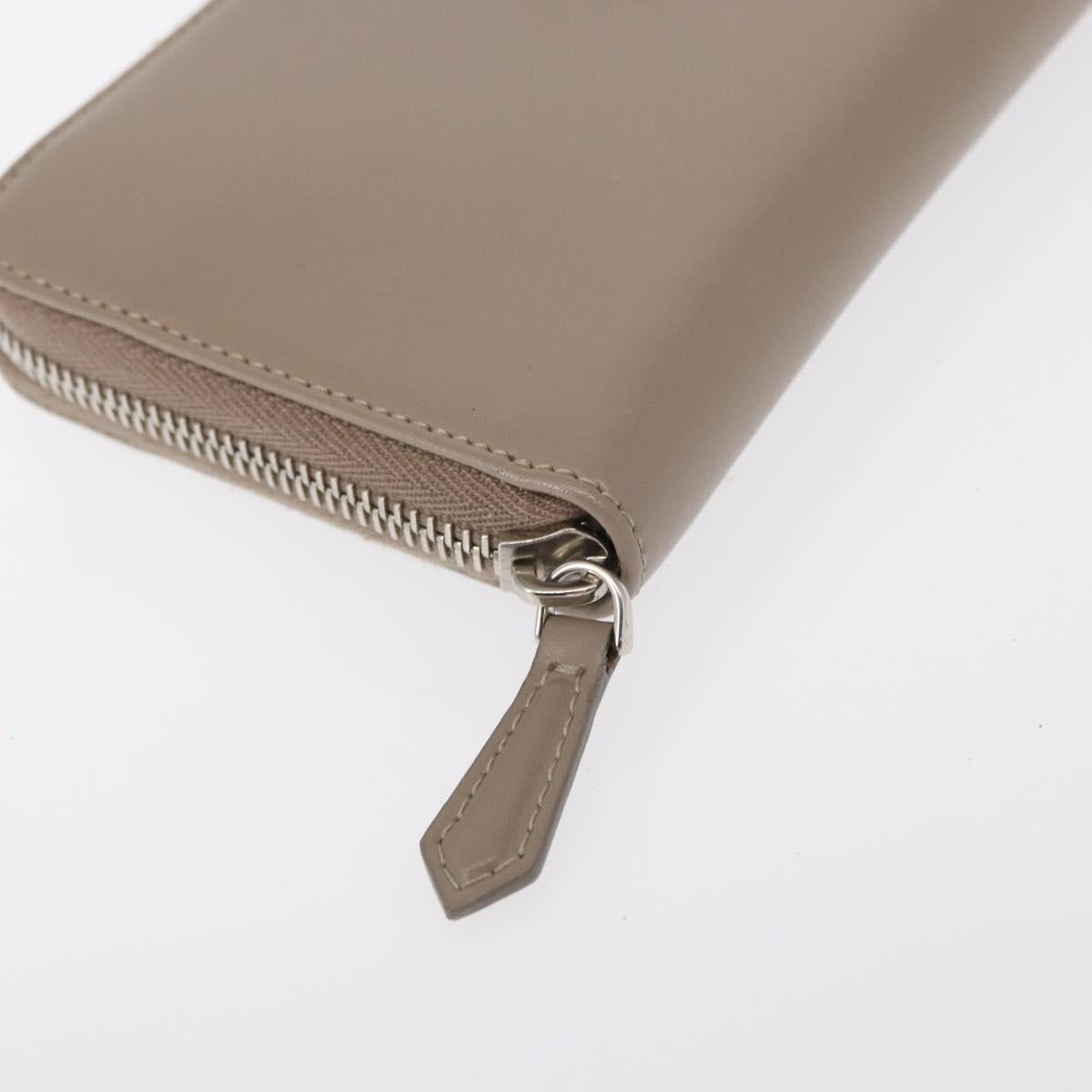 FENDI Long Wallet Leather Beige Gold Auth am9610