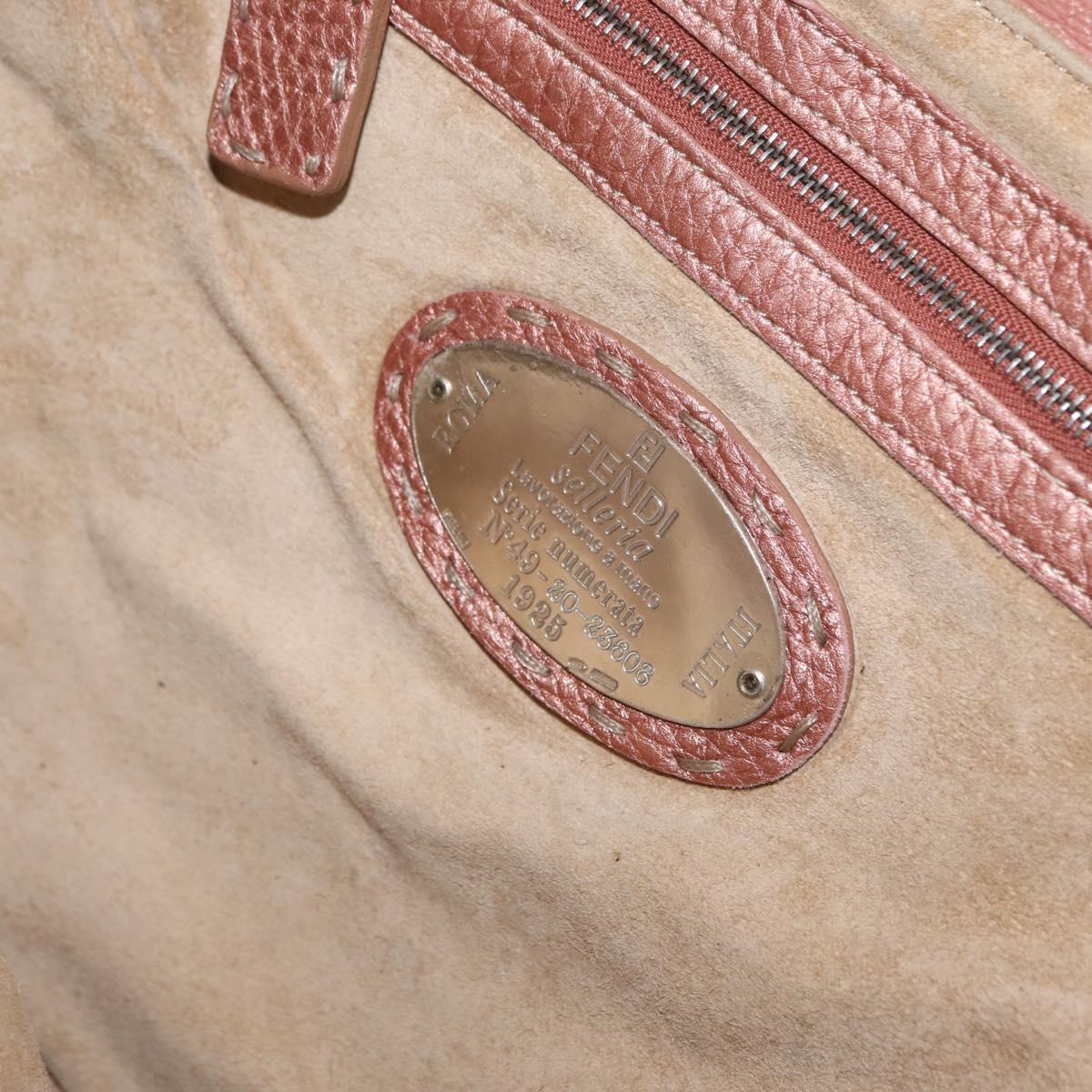 FENDI Celeria Shoulder Bag Leather Pink Silver Auth am9621