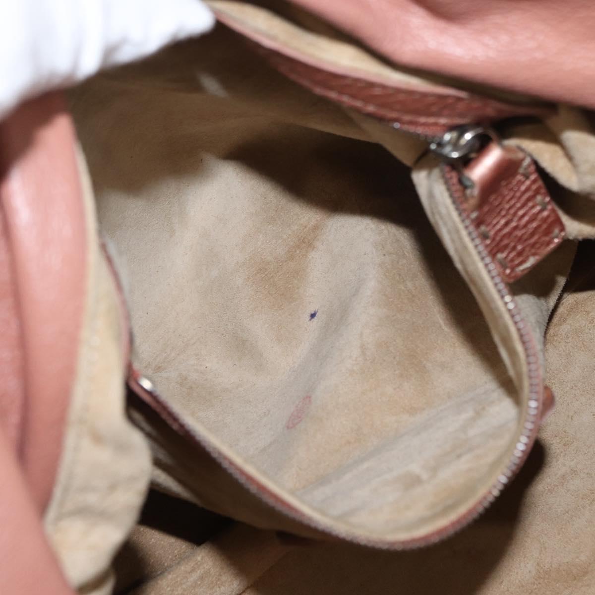 FENDI Celeria Shoulder Bag Leather Pink Silver Auth am9621