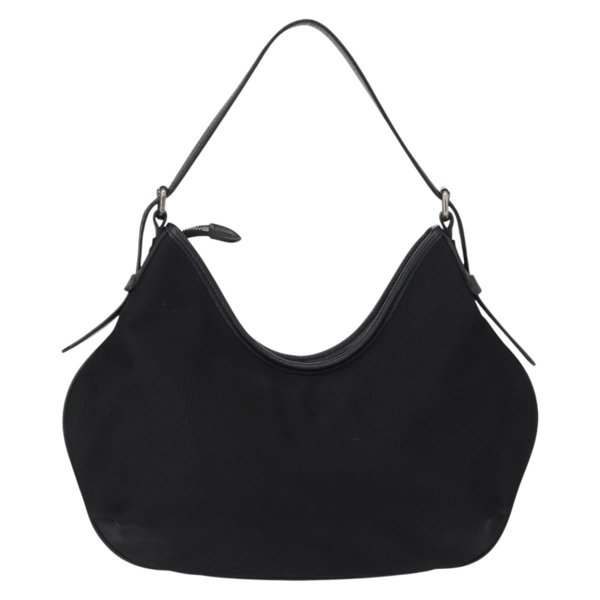 BURBERRY Nova Check Shoulder Bag Nylon Black Silver Auth am9622