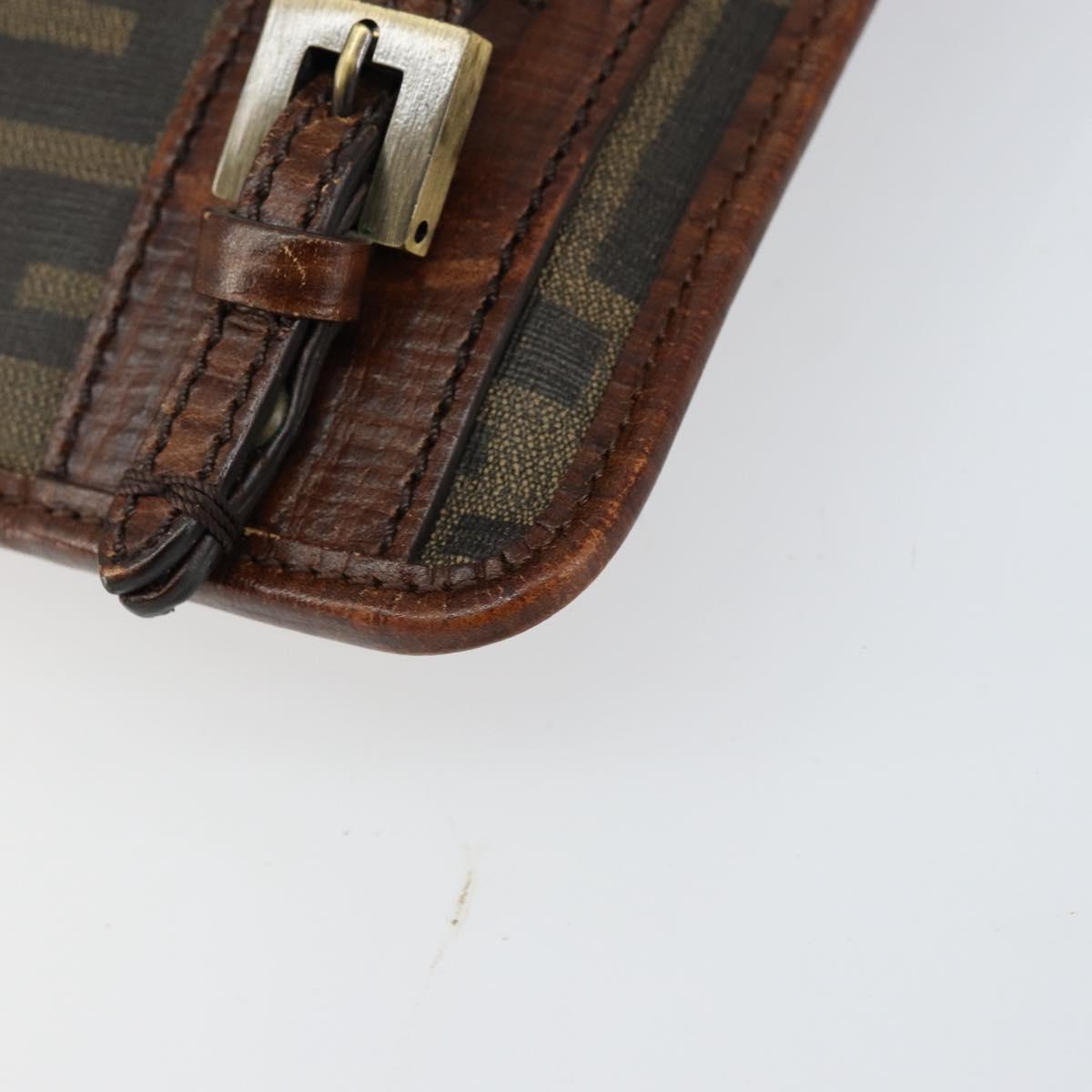 FENDI Zucca Canvas Shoulder Bag PVC Black Brown Auth am9623