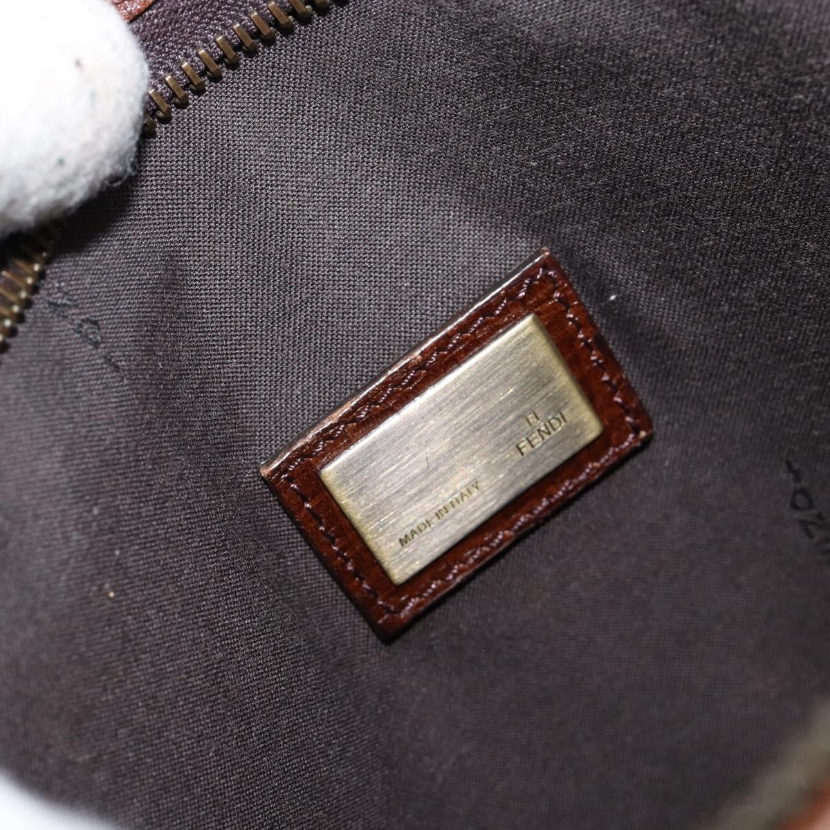 FENDI Zucca Canvas Shoulder Bag PVC Black Brown Auth am9623