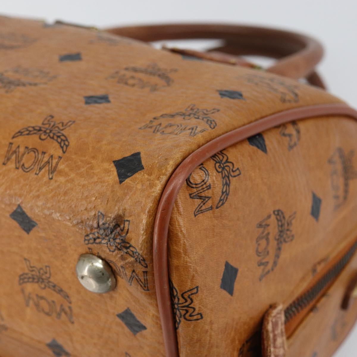 MCM Logogram Vicetos Hand Bag PVC Leather Brown Gold Auth am9628