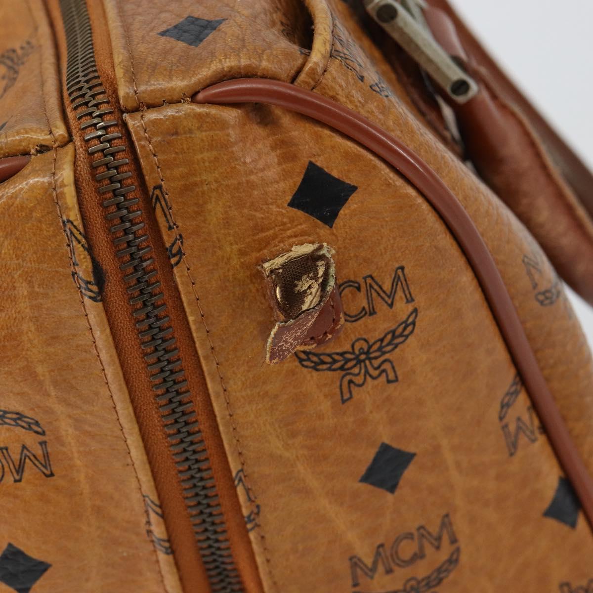 MCM Logogram Vicetos Hand Bag PVC Leather Brown Gold Auth am9628