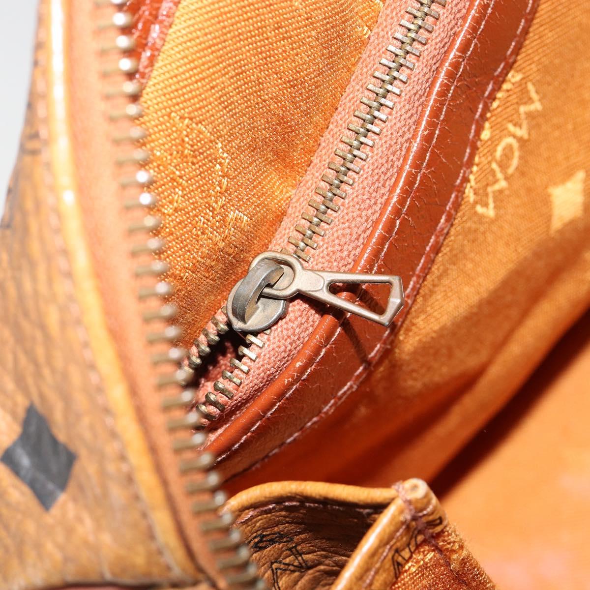 MCM Logogram Vicetos Hand Bag PVC Leather Brown Gold Auth am9628