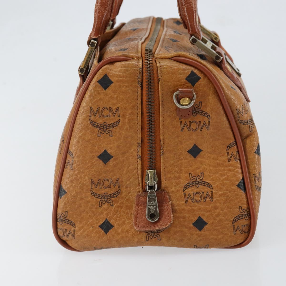 MCM Logogram Vicetos Hand Bag PVC Leather Brown Gold Auth am9628