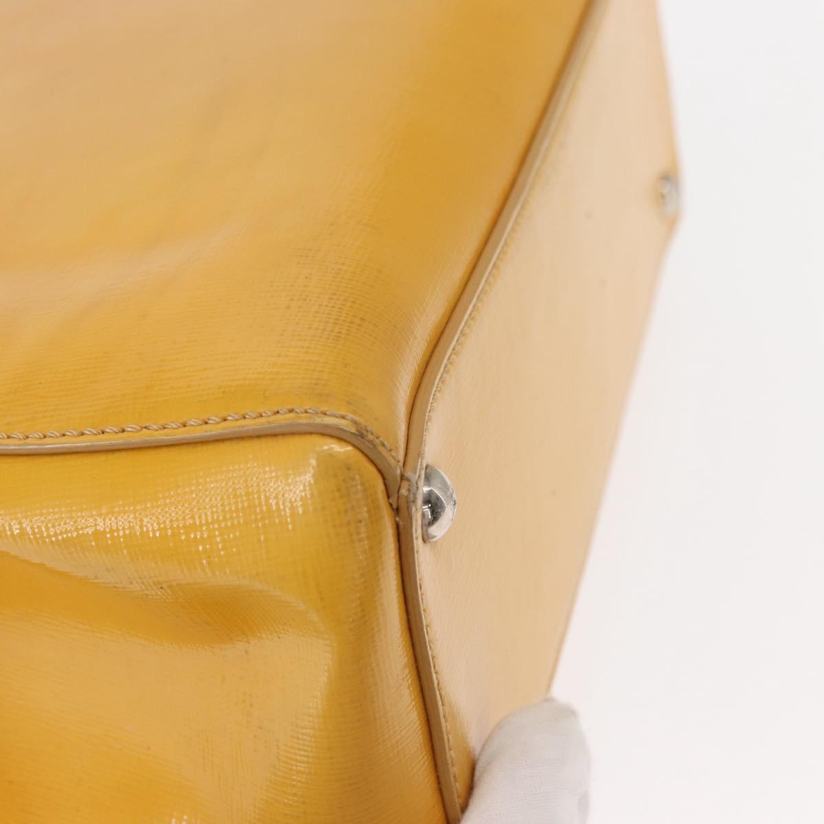 FENDI 2 JOURS Hand Bag Leather 2way Yellow Silver Auth am9630
