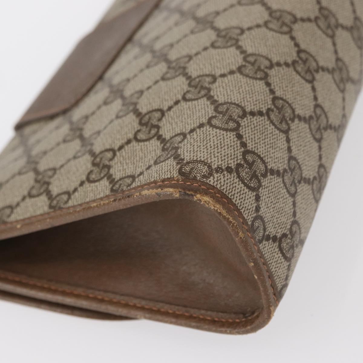 GUCCI GG Supreme Web Sherry Line Clutch Bag PVC Beige Gold 89 01 030 Auth am9631