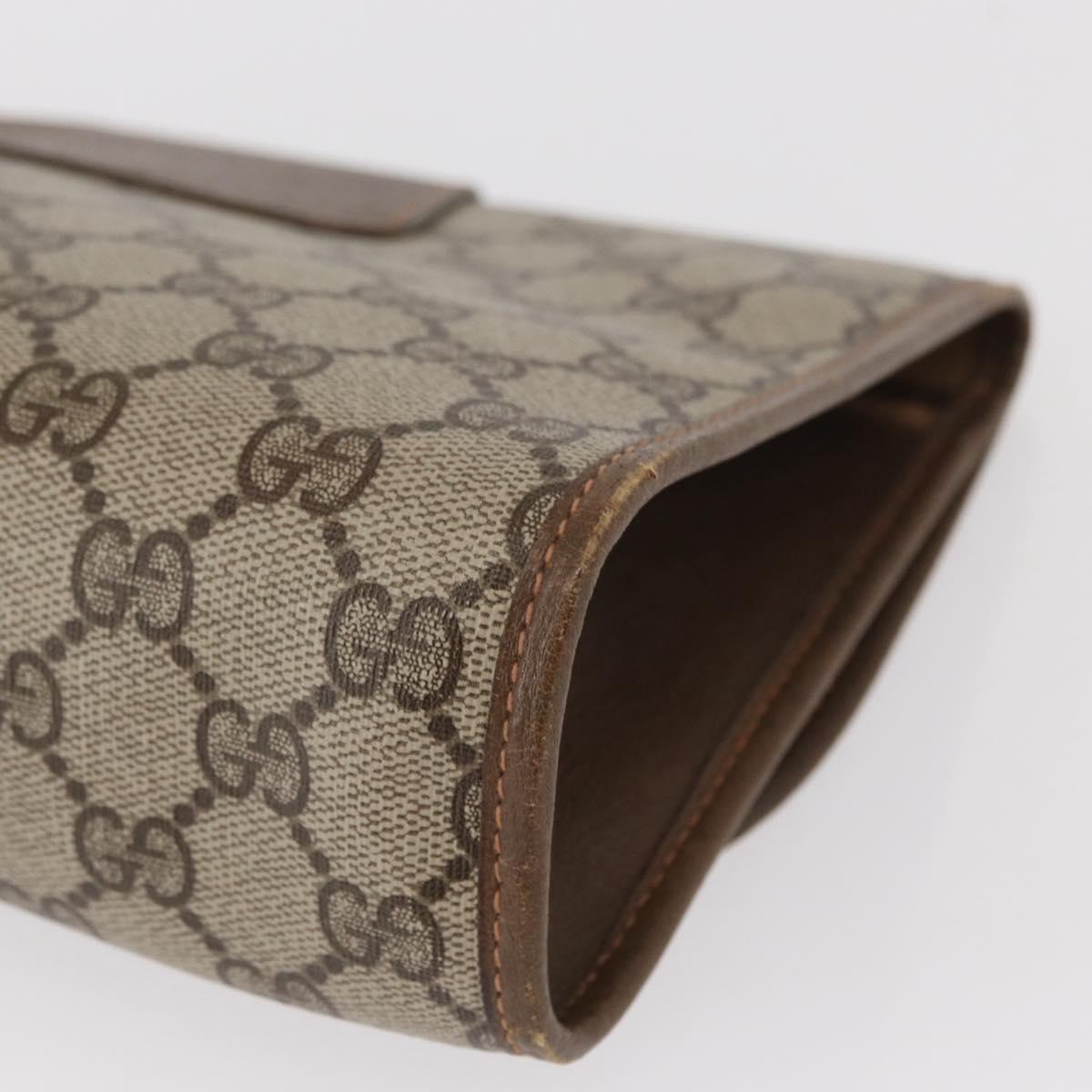 GUCCI GG Supreme Web Sherry Line Clutch Bag PVC Beige Gold 89 01 030 Auth am9631