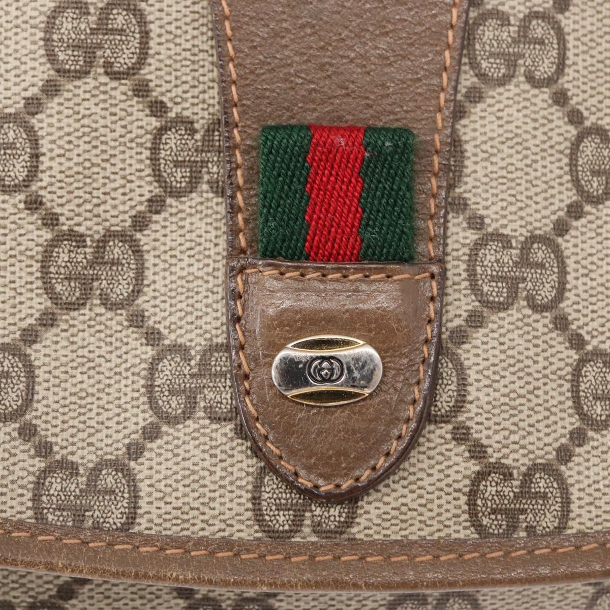 GUCCI GG Supreme Web Sherry Line Clutch Bag PVC Beige Gold 89 01 030 Auth am9631