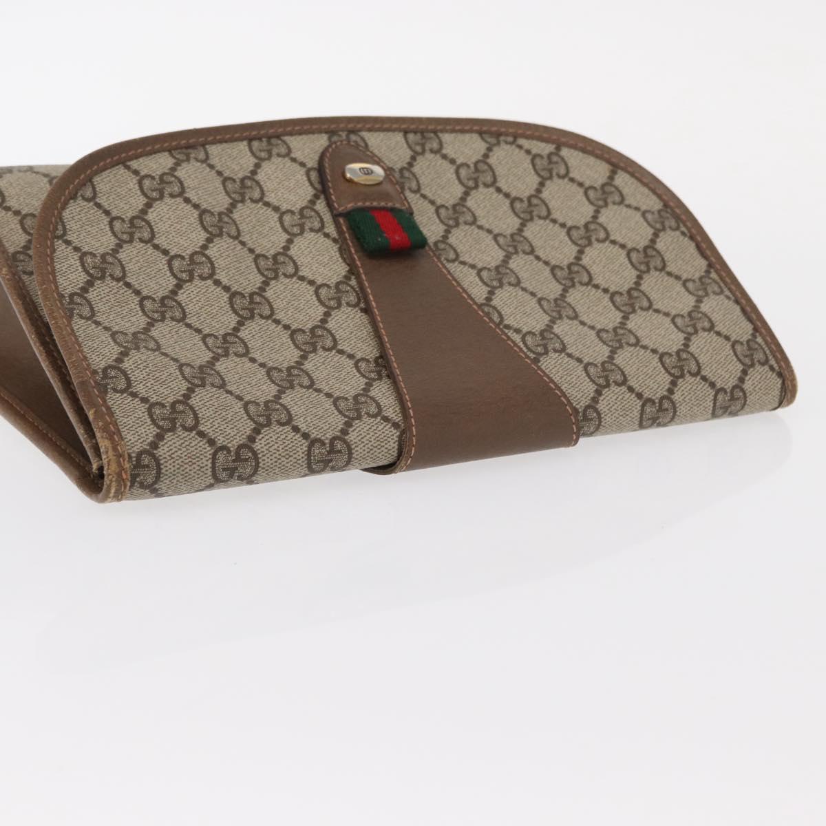 GUCCI GG Supreme Web Sherry Line Clutch Bag PVC Beige Gold 89 01 030 Auth am9631