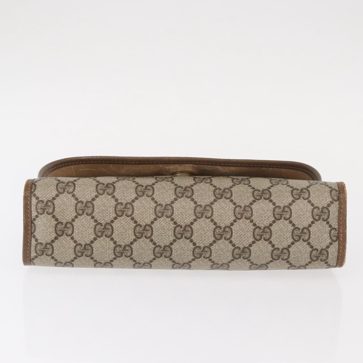 GUCCI GG Supreme Web Sherry Line Clutch Bag PVC Beige Gold 89 01 030 Auth am9631