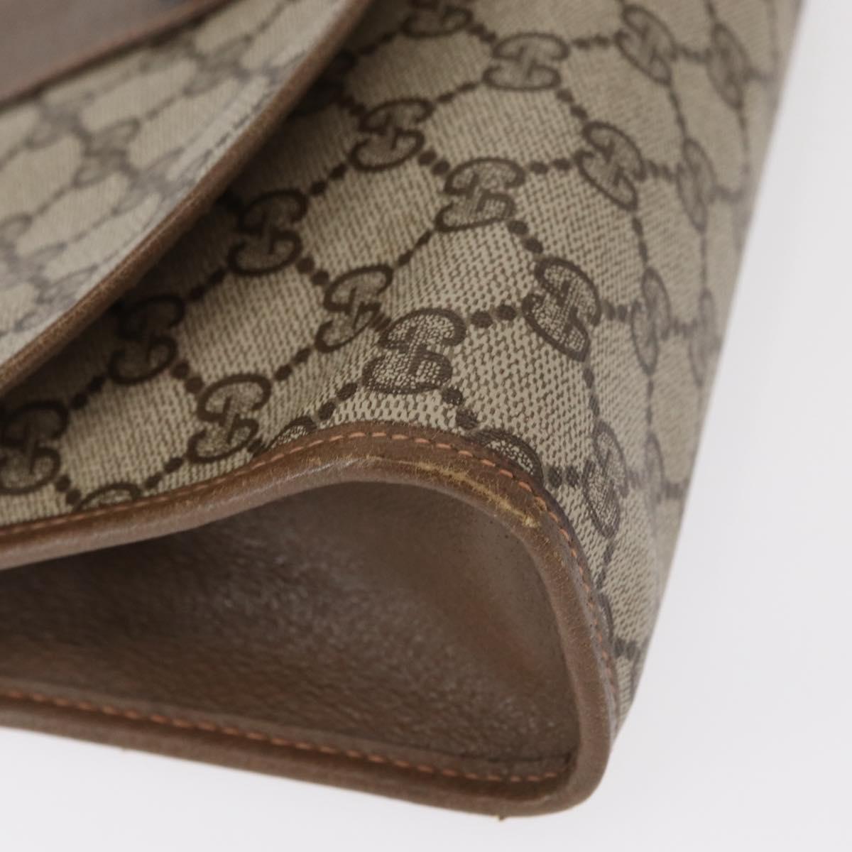 GUCCI GG Supreme Web Sherry Line Clutch Bag PVC Beige Gold 89 01 030 Auth am9631