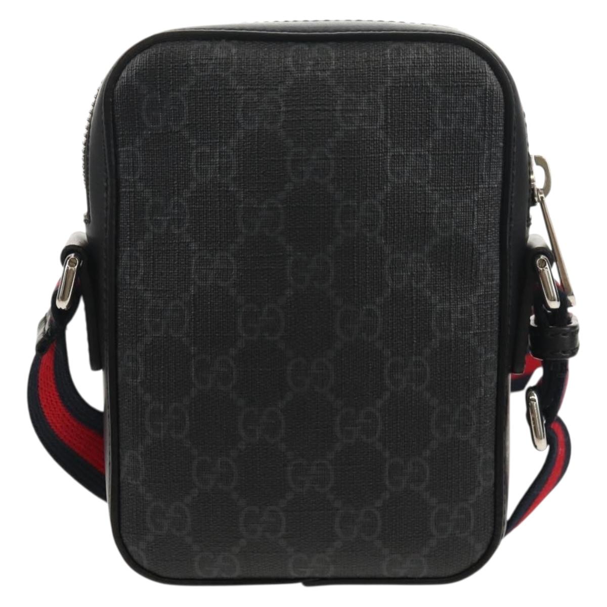 GUCCI GG Supreme Sherry Line Shoulder Bag PVC Black Silver 598103 Auth am9634M