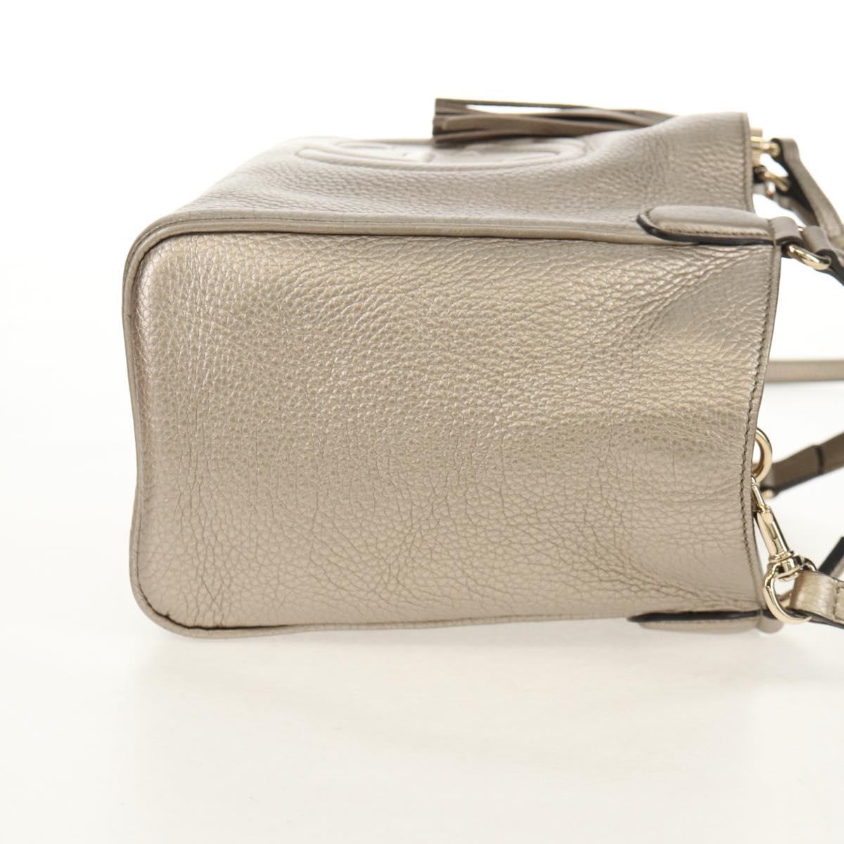 GUCCI Soho Hand Bag Leather 2way Champagne Gold Gold 336751 Auth am9635V