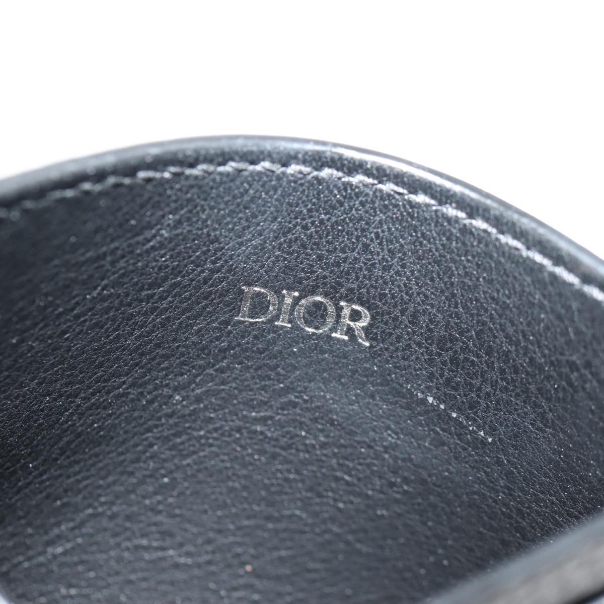 Christian Dior Card Case Leather Black Auth am9643V