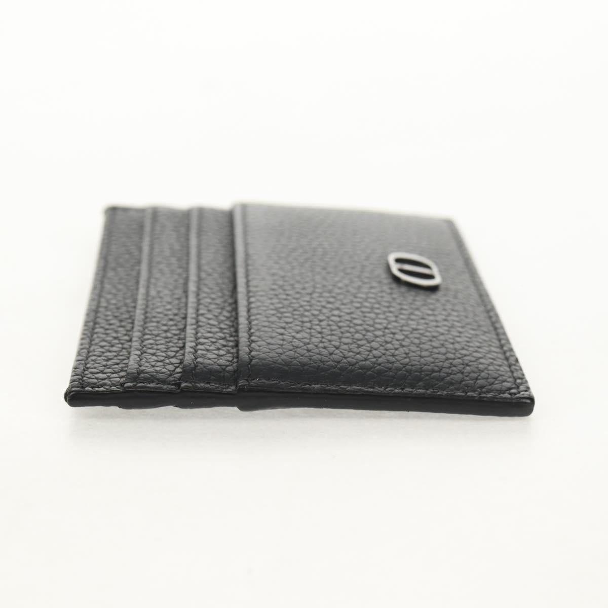 Christian Dior Card Case Leather Black Auth am9643V