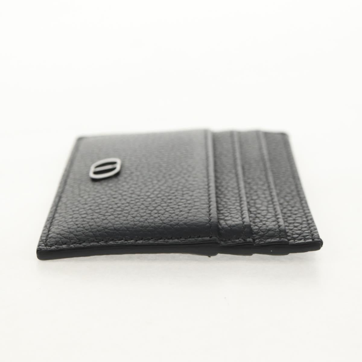 Christian Dior Card Case Leather Black Auth am9643V