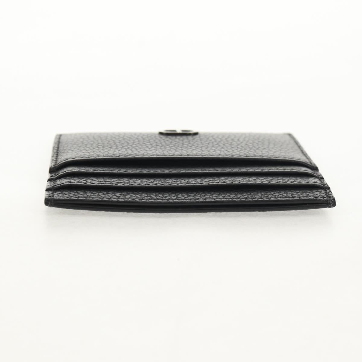 Christian Dior Card Case Leather Black Auth am9643V