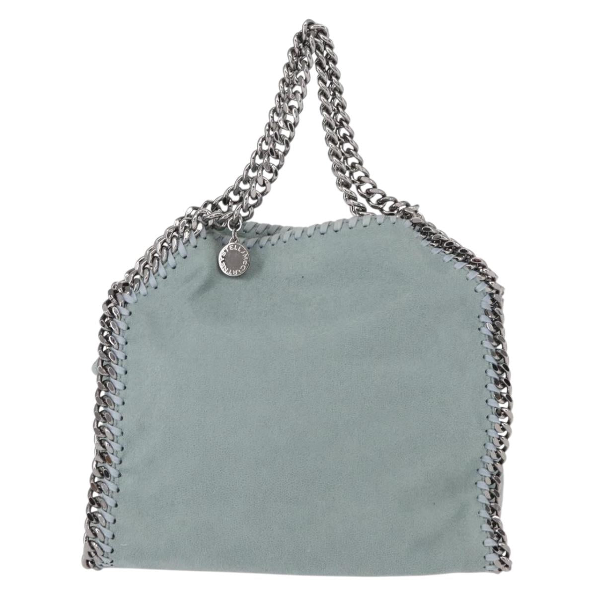 Stella MacCartney Falabella Chain Bag Suede Light Blue Silver 371223 Auth am9649