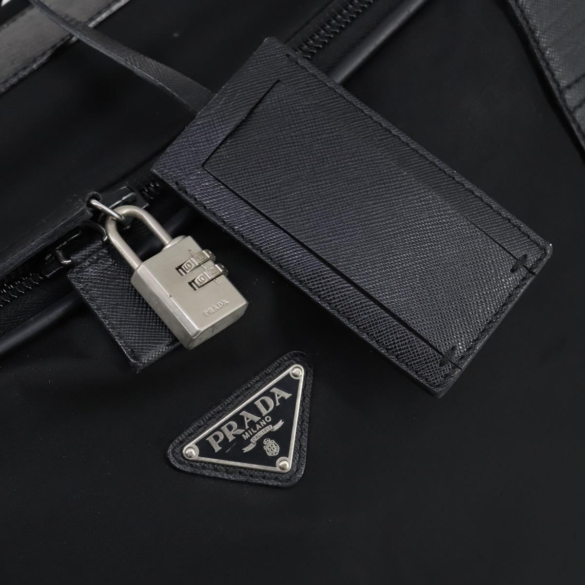 PRADA Trunk Nylon Black Silver Auth am9650
