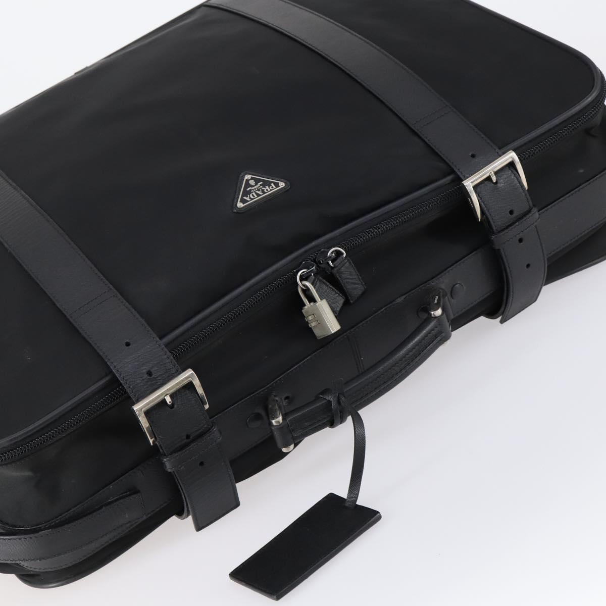 PRADA Trunk Nylon Black Silver Auth am9650