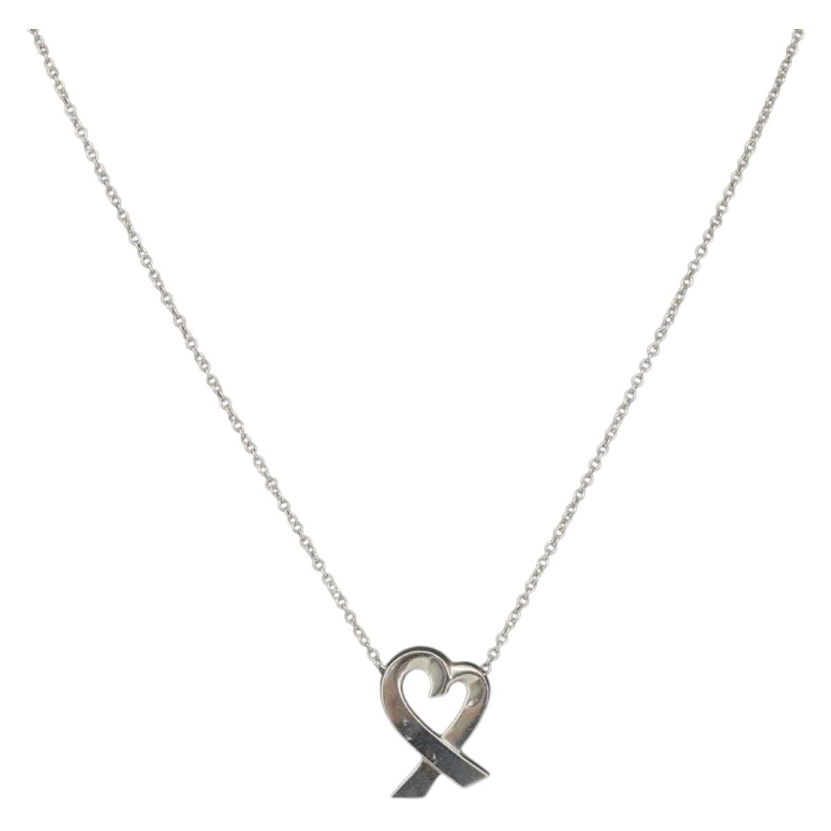 TIFFANY&Co. Loving Heart Necklace Ag925 Silver Auth am9653