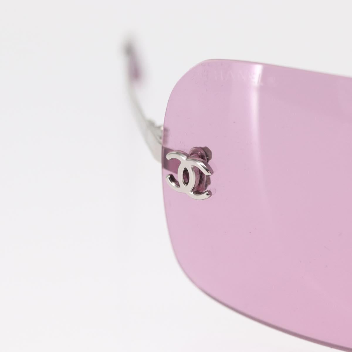 CHANEL COCO Mark Sunglasses metal Pink CC Auth am9657