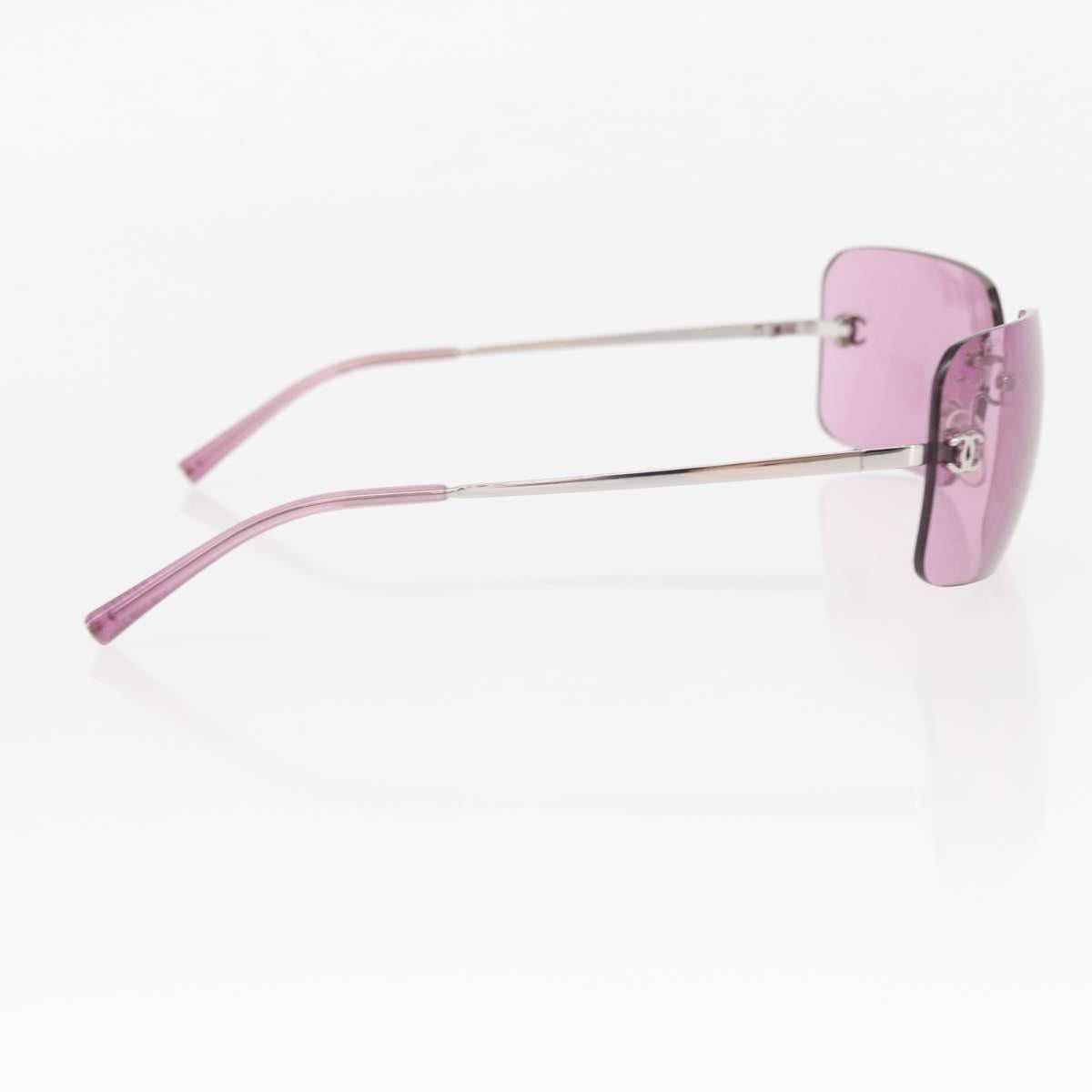 CHANEL COCO Mark Sunglasses metal Pink CC Auth am9657