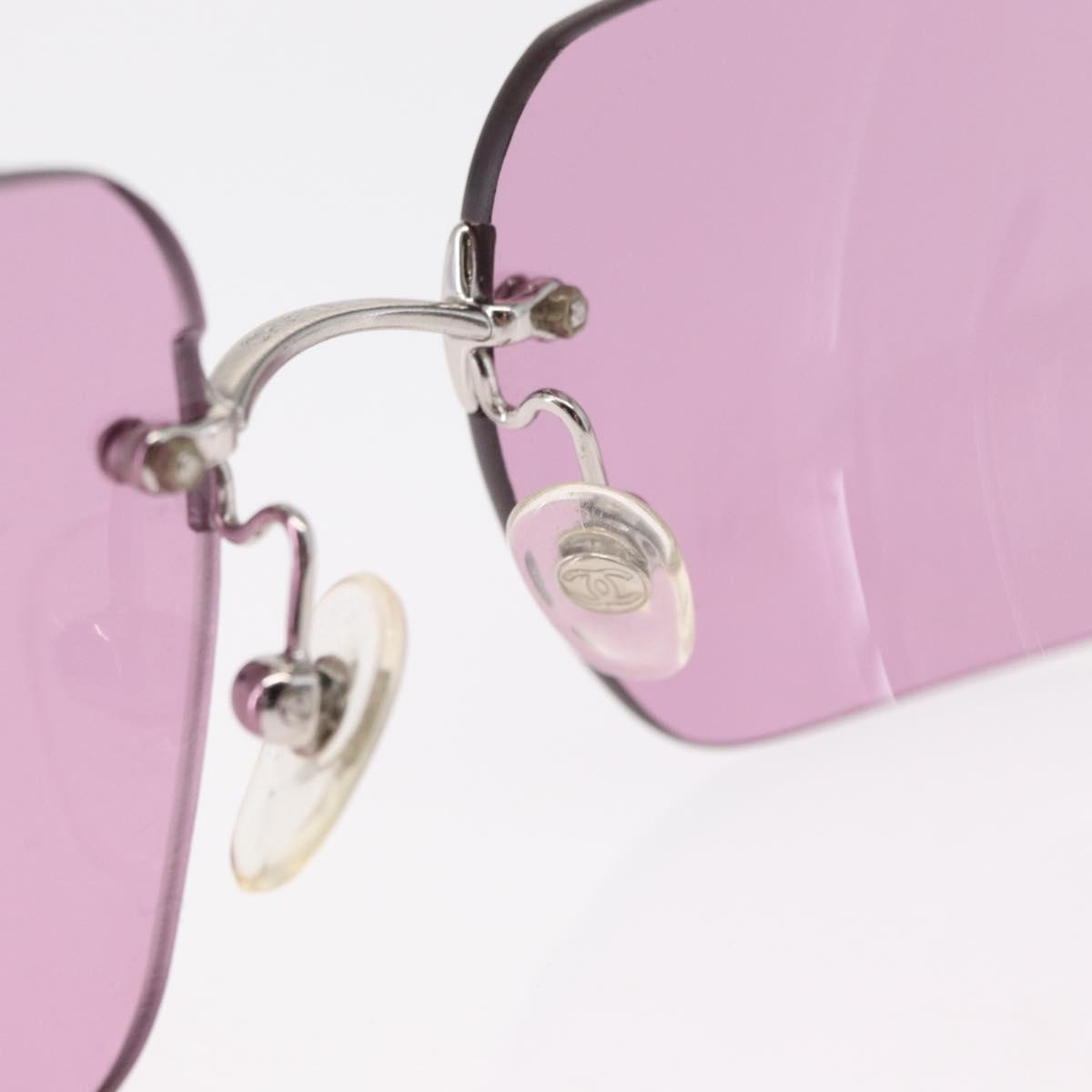 CHANEL COCO Mark Sunglasses metal Pink CC Auth am9657