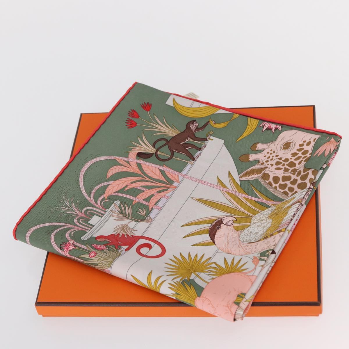 HERMES Carre 90 Scarf Silk ""PRECIOUS PARADISE"" Green Auth am9665M