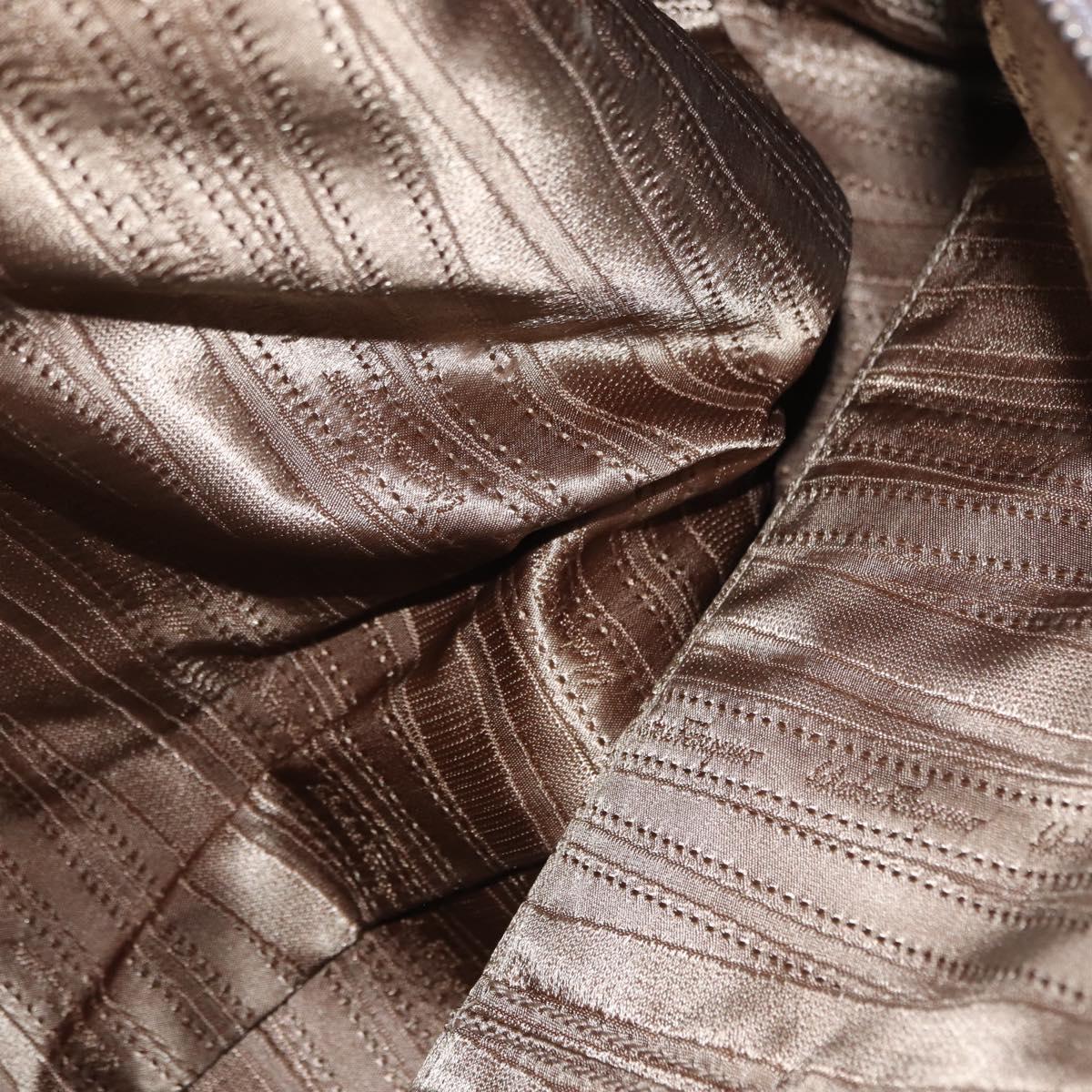 Salvatore Ferragamo Gancini Shoulder Bag Leather Beige Silver Auth am9671