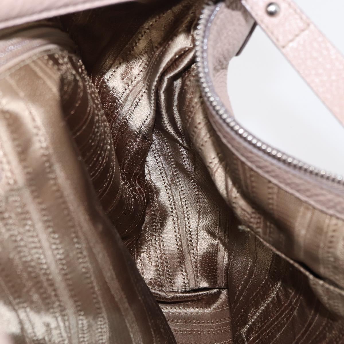 Salvatore Ferragamo Gancini Shoulder Bag Leather Beige Silver Auth am9671