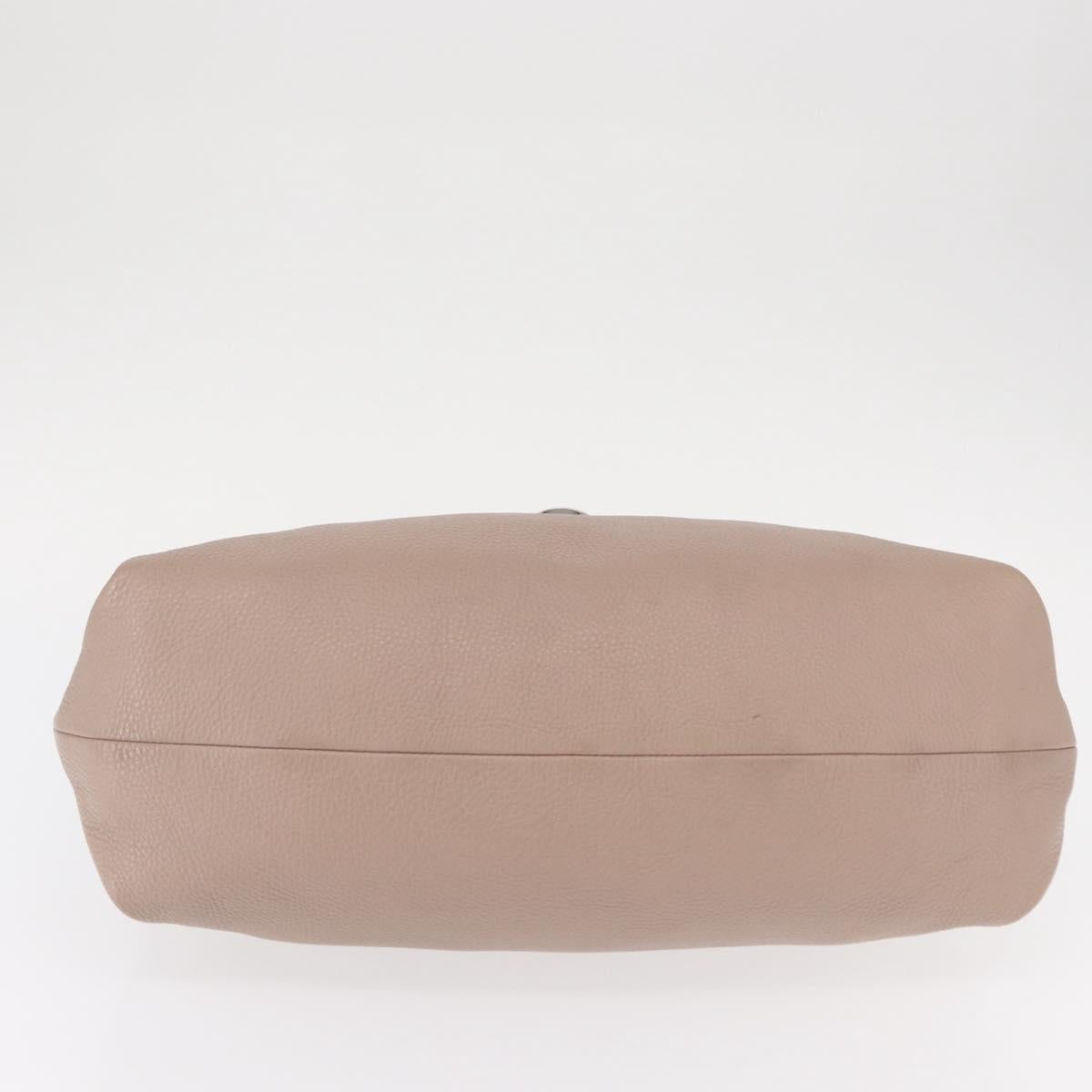 Salvatore Ferragamo Gancini Shoulder Bag Leather Beige Silver Auth am9671