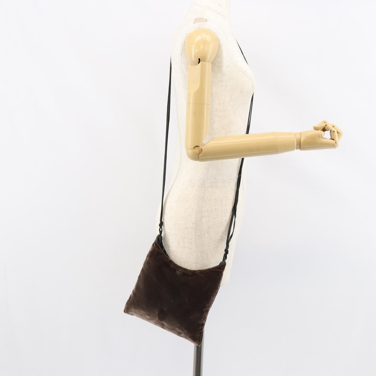 PRADA Shoulder Bag Velor Brown Auth am9681