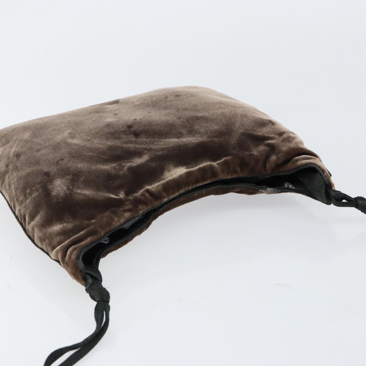 PRADA Shoulder Bag Velor Brown Auth am9681