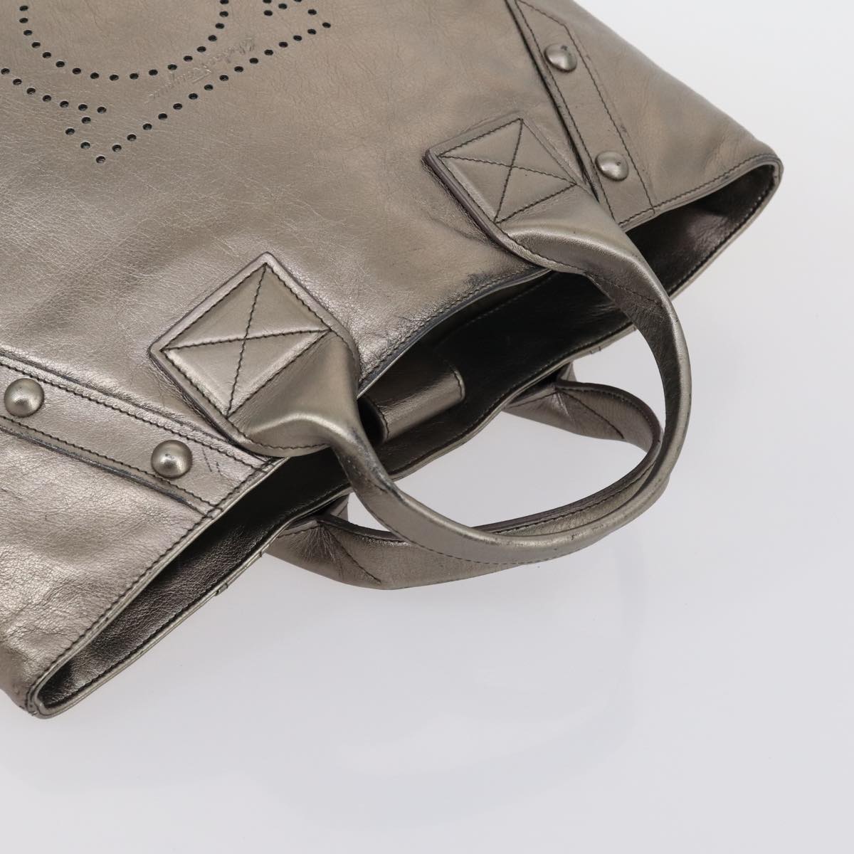 Salvatore Ferragamo Shoulder Bag Leather 3 Set Bordeaux Silver beige Auth am9685