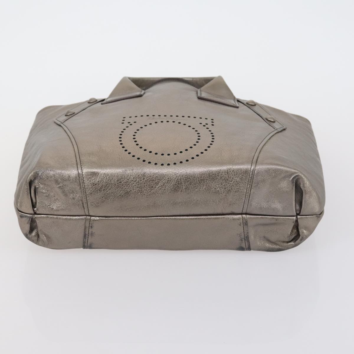 Salvatore Ferragamo Shoulder Bag Leather 3 Set Bordeaux Silver beige Auth am9685