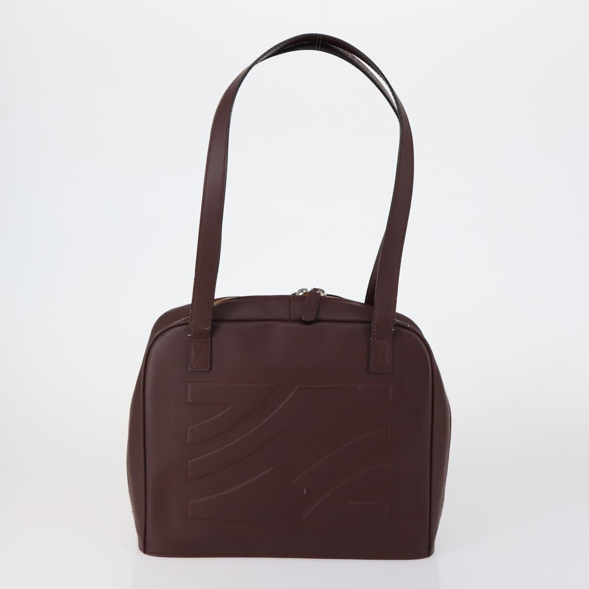 Salvatore Ferragamo Shoulder Bag Leather 3 Set Bordeaux Silver beige Auth am9685