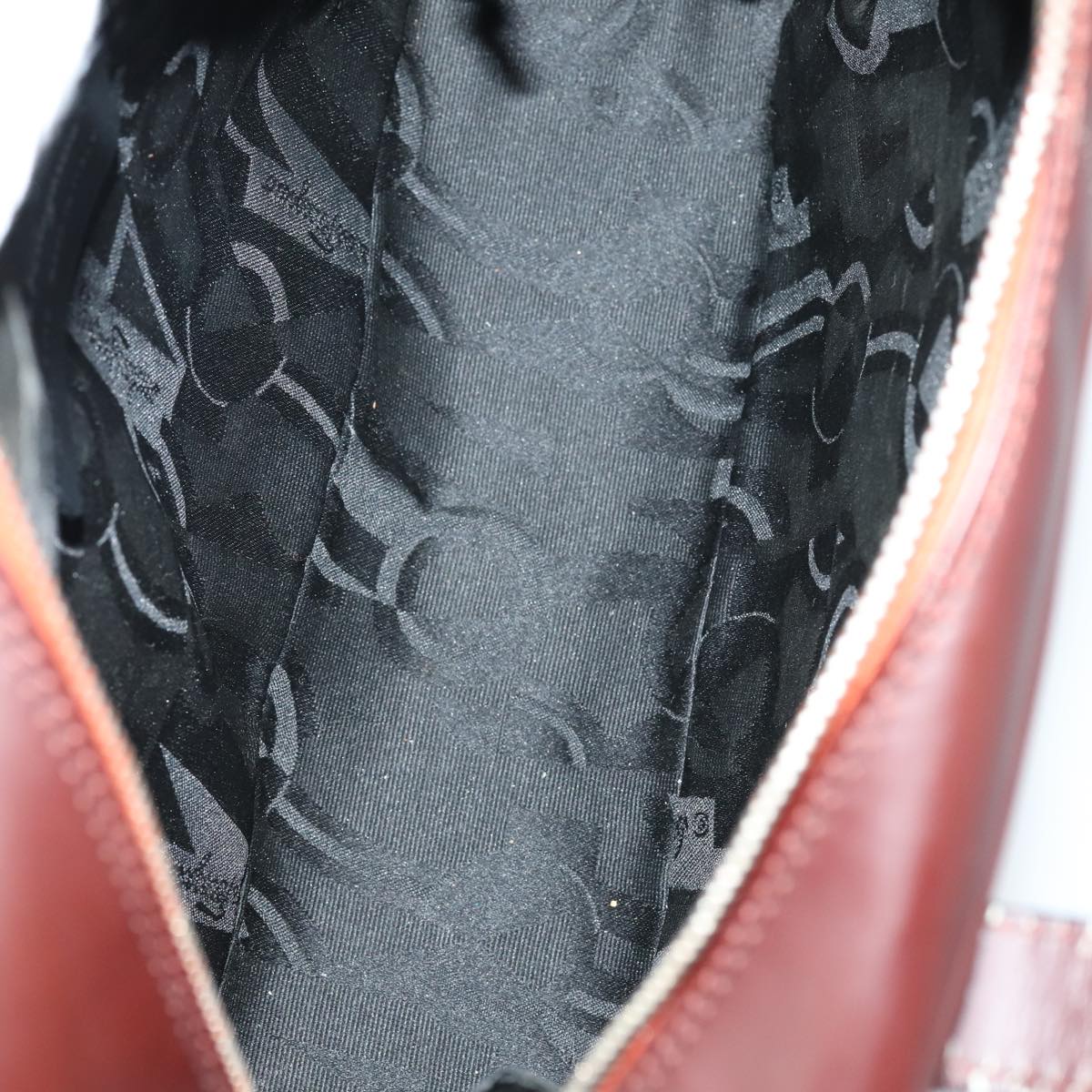 Salvatore Ferragamo Shoulder Bag Leather 3 Set Bordeaux Silver beige Auth am9685