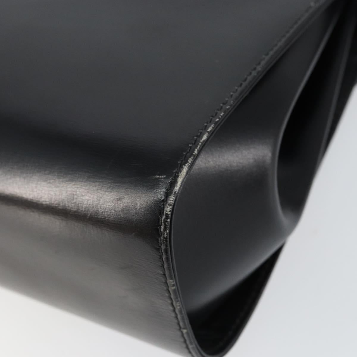 GUCCI Shoulder Bag Leather Black Gold Auth am9688