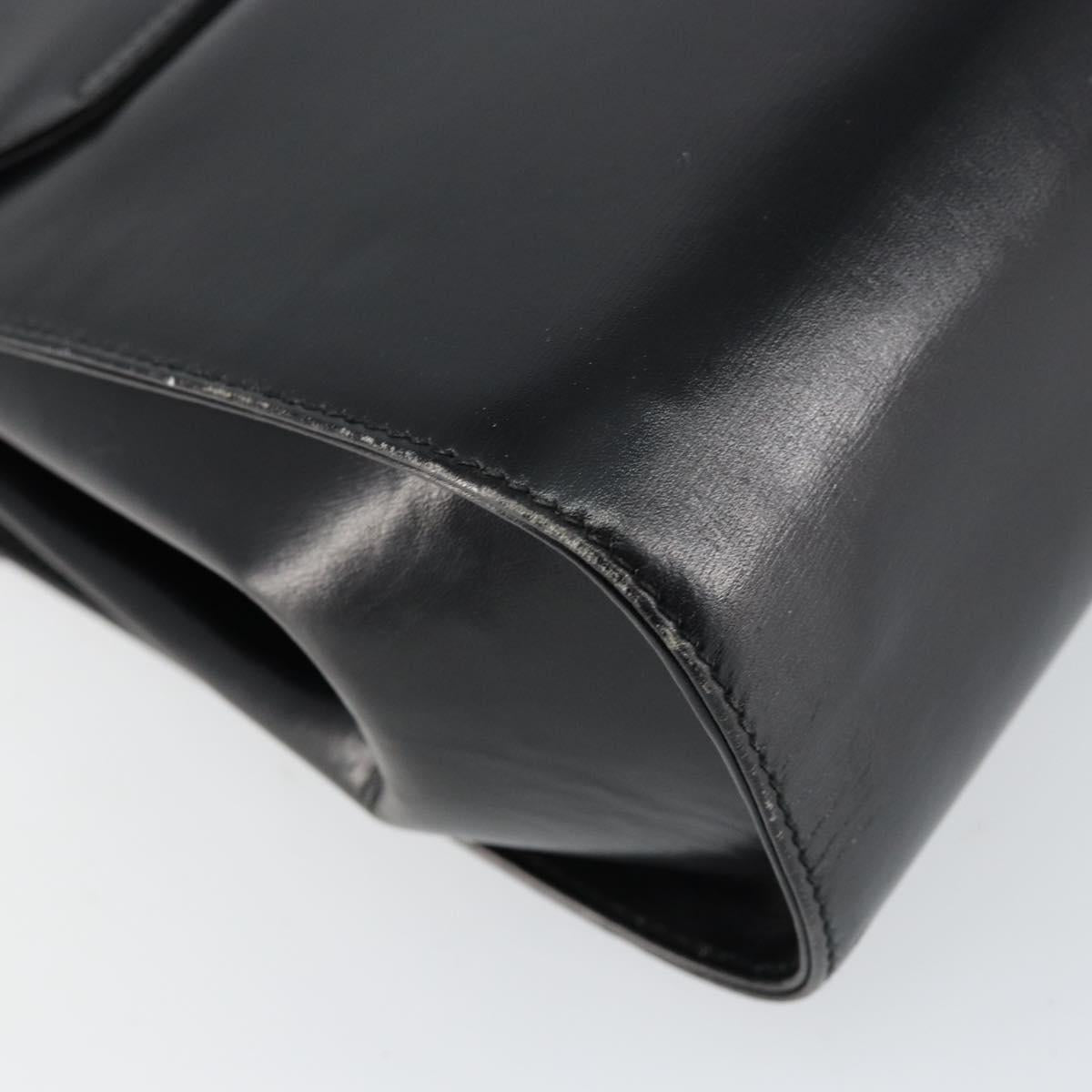 GUCCI Shoulder Bag Leather Black Gold Auth am9688