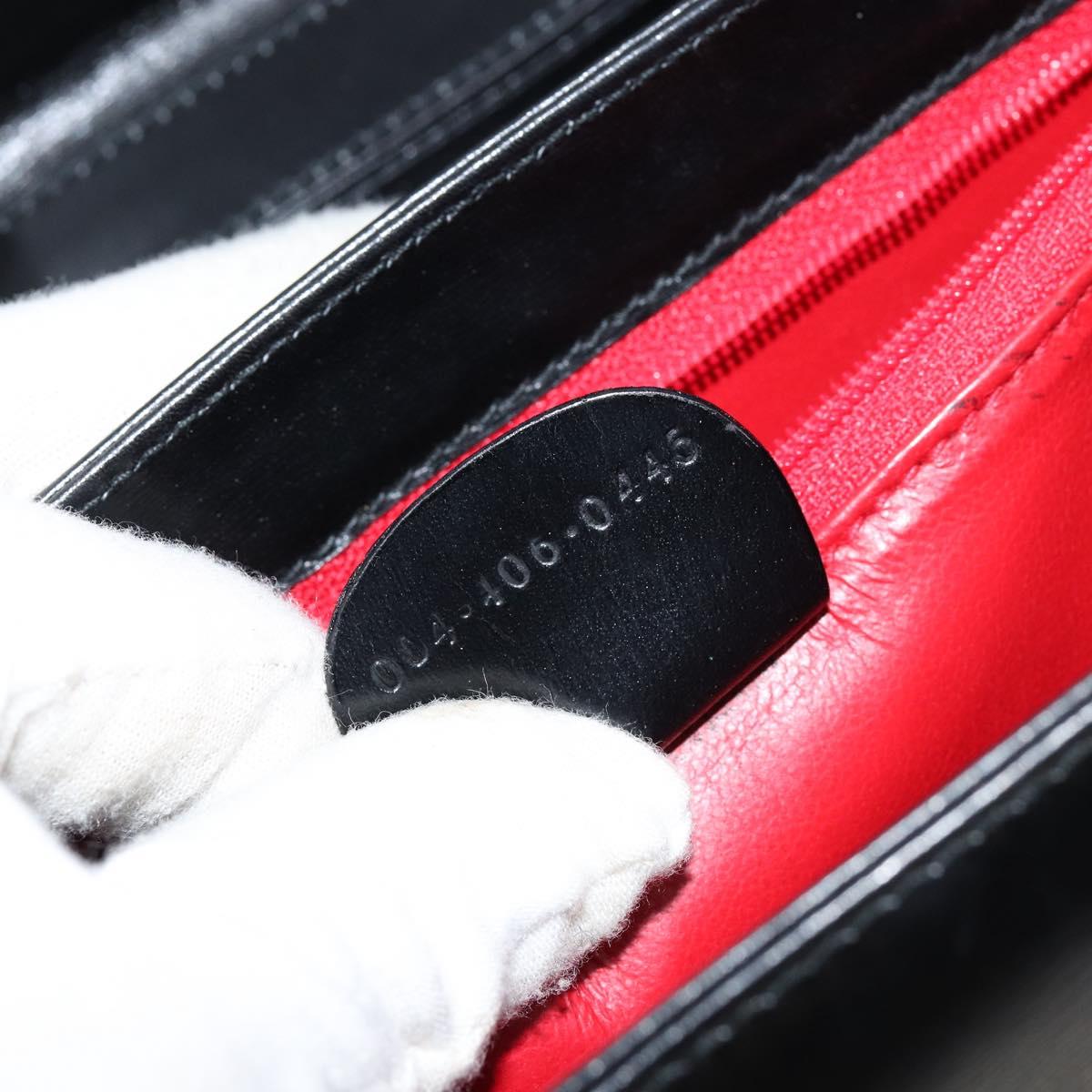 GUCCI Shoulder Bag Leather Black Gold Auth am9688