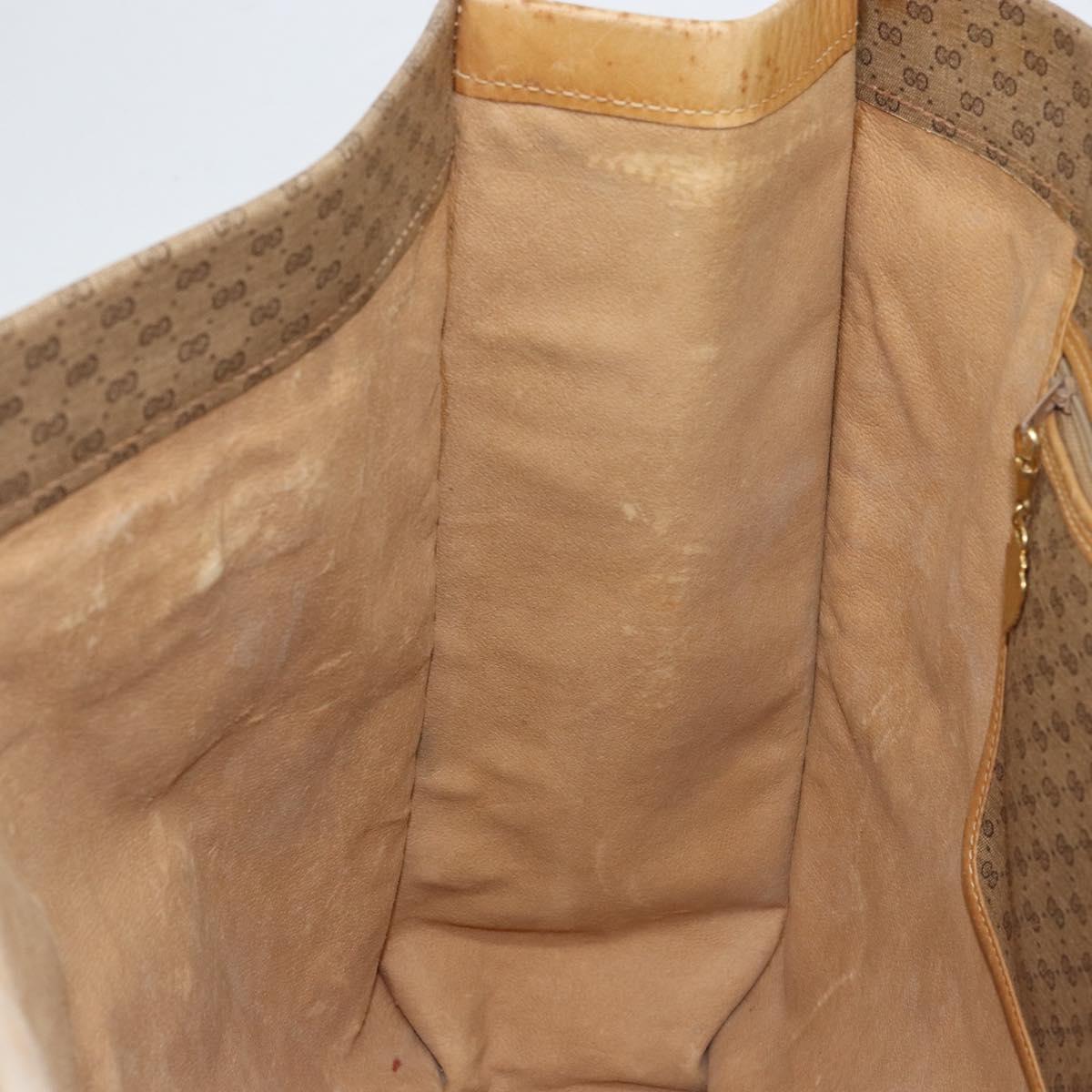 GUCCI Micro GG Supreme Tote Bag PVC Beige Gold Auth am9689