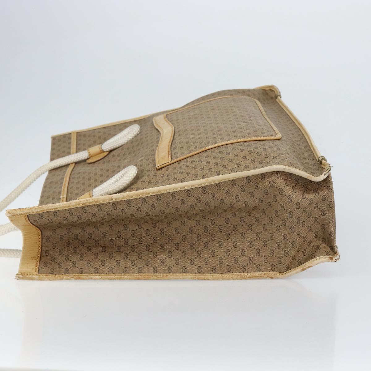 GUCCI Micro GG Supreme Tote Bag PVC Beige Gold Auth am9689