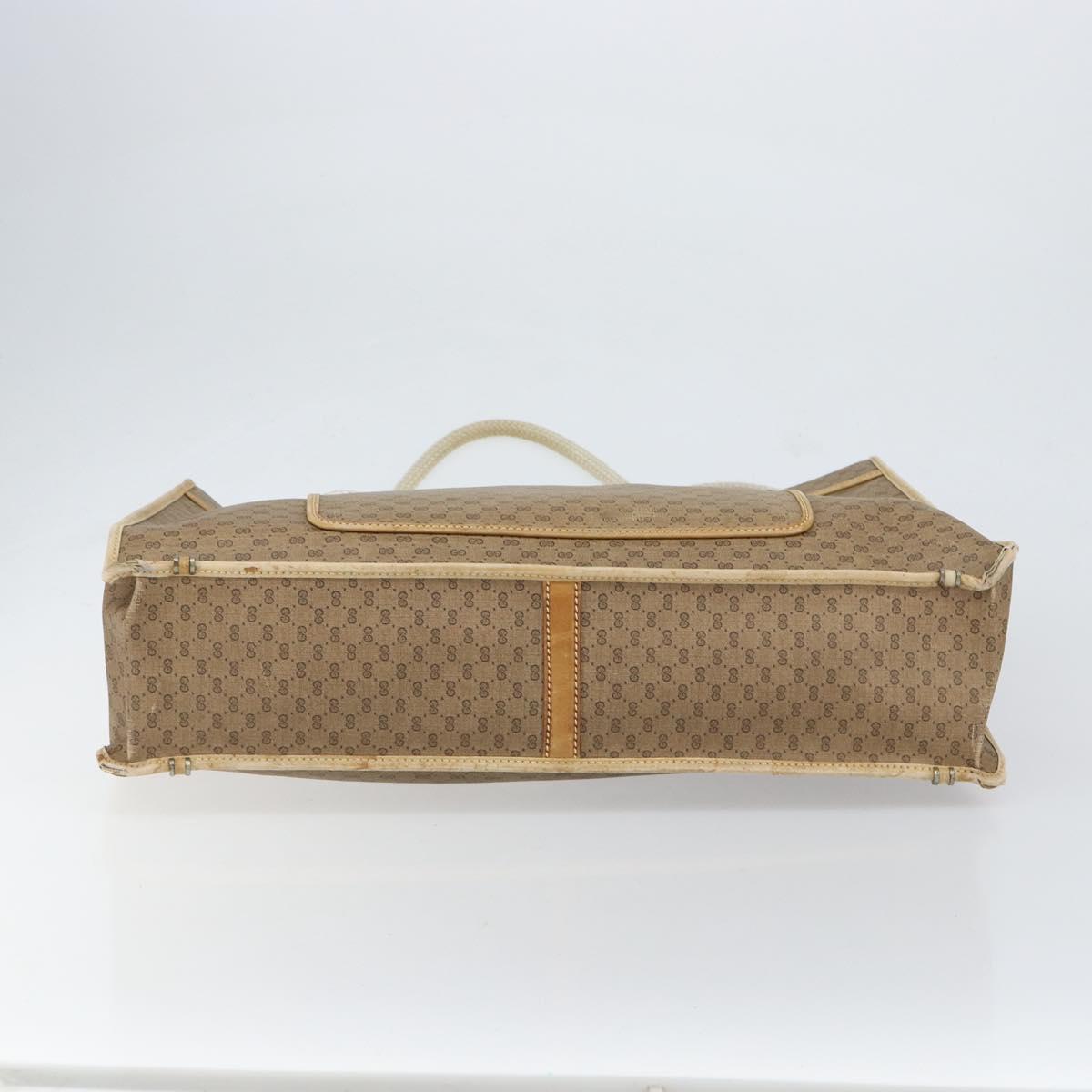 GUCCI Micro GG Supreme Tote Bag PVC Beige Gold Auth am9689