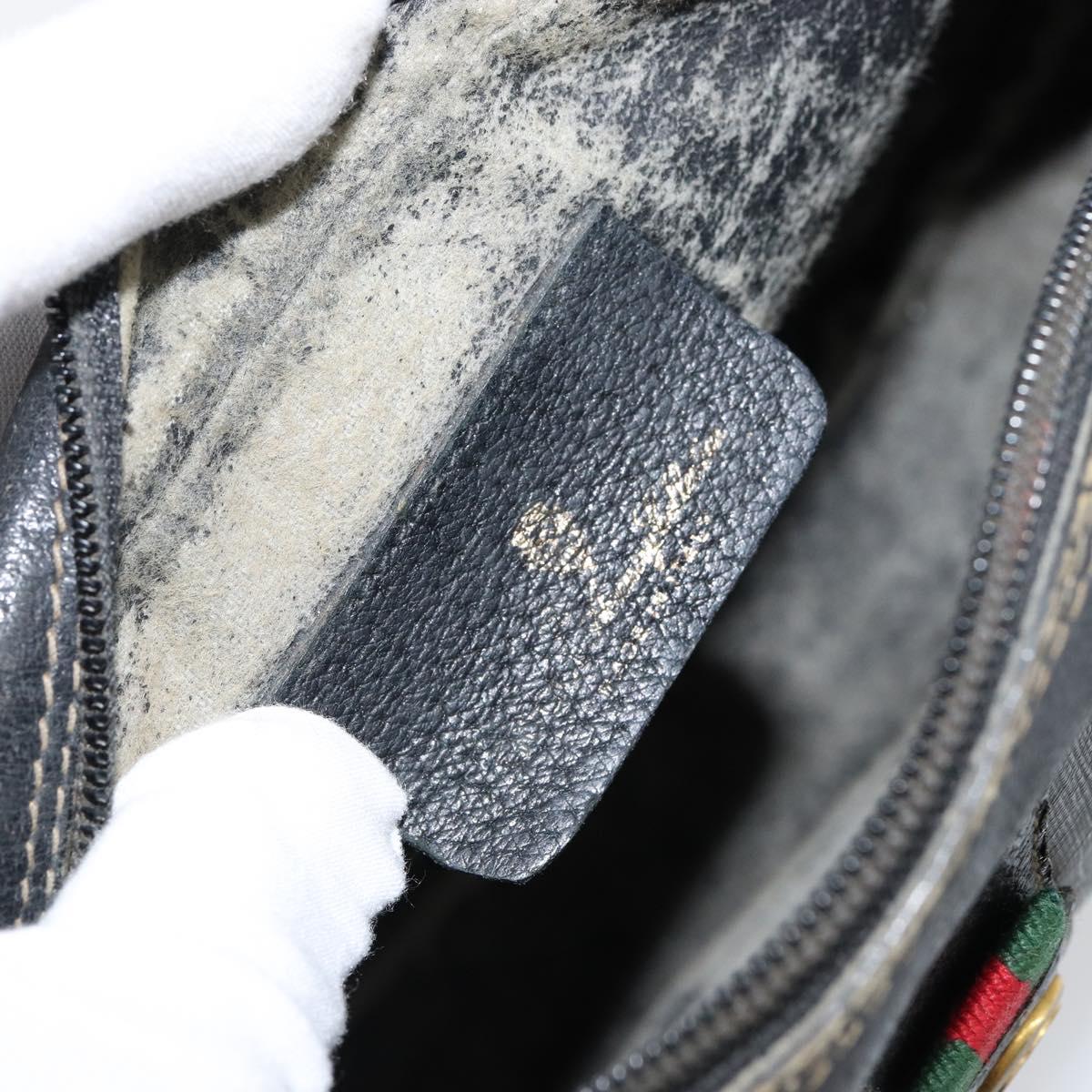 GUCCI GG Supreme Web Sherry Line Clutch Bag Black Gold 156 01 034 Auth am9691